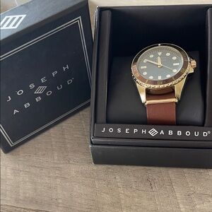 Joseph Abboud Men's Watch with Gold Case and Brown Strap